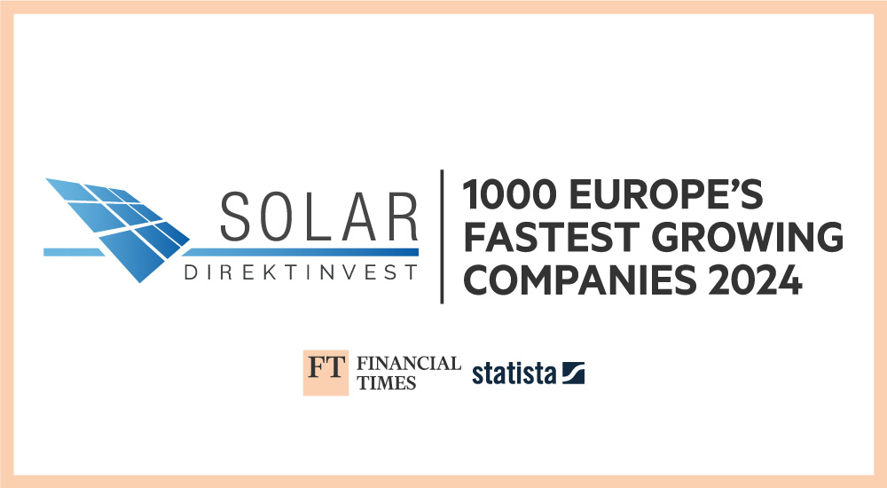 Solar Direktinvest bestes deutsches Unternehmen unter den wachstumsstärksten Unternehmen Europas